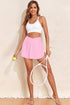 Solid Pocketed Crossover High Waist Swim Skort